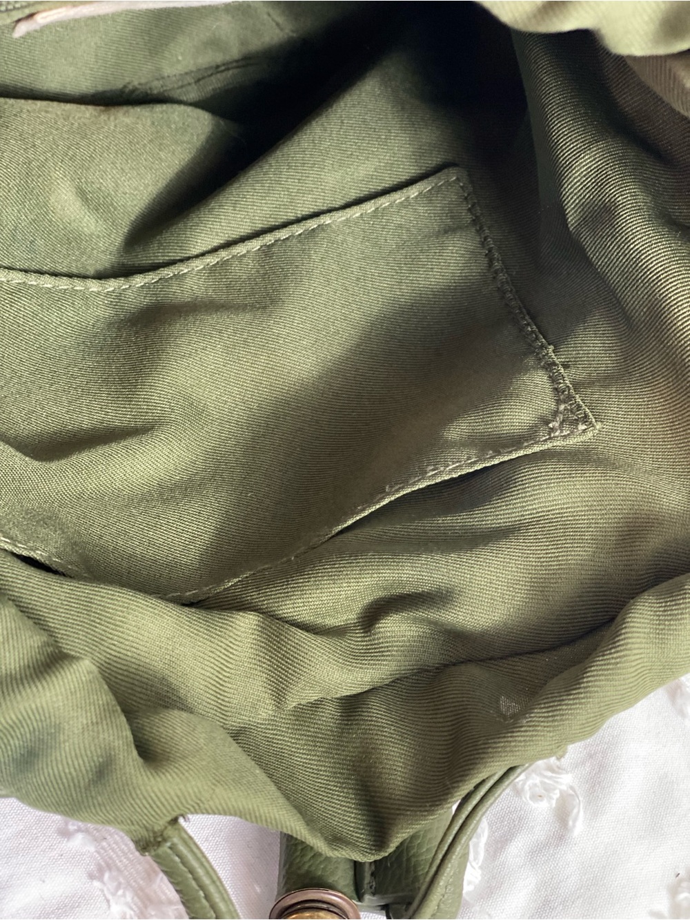Universal Thread Olive Green Pebbled Leather Drawstring Backpack - Picture 5 of 14